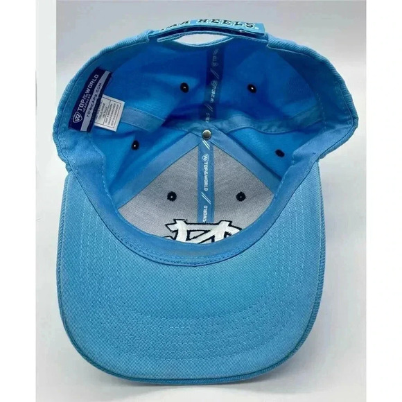 North Carolina Men’s NC Tar Heels Hat Cap Light Blue Adjustable Top Of The World - Picture 5 of 7
